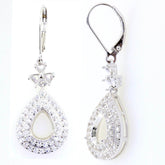 Sterling Silver Semi Mount Pendant Setting Pear PE 9x7mm Double Halo Topaz - Syzjewelry